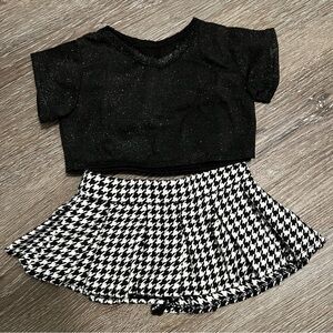 Build a bear girl outfit black shirt and houndstooth skirt